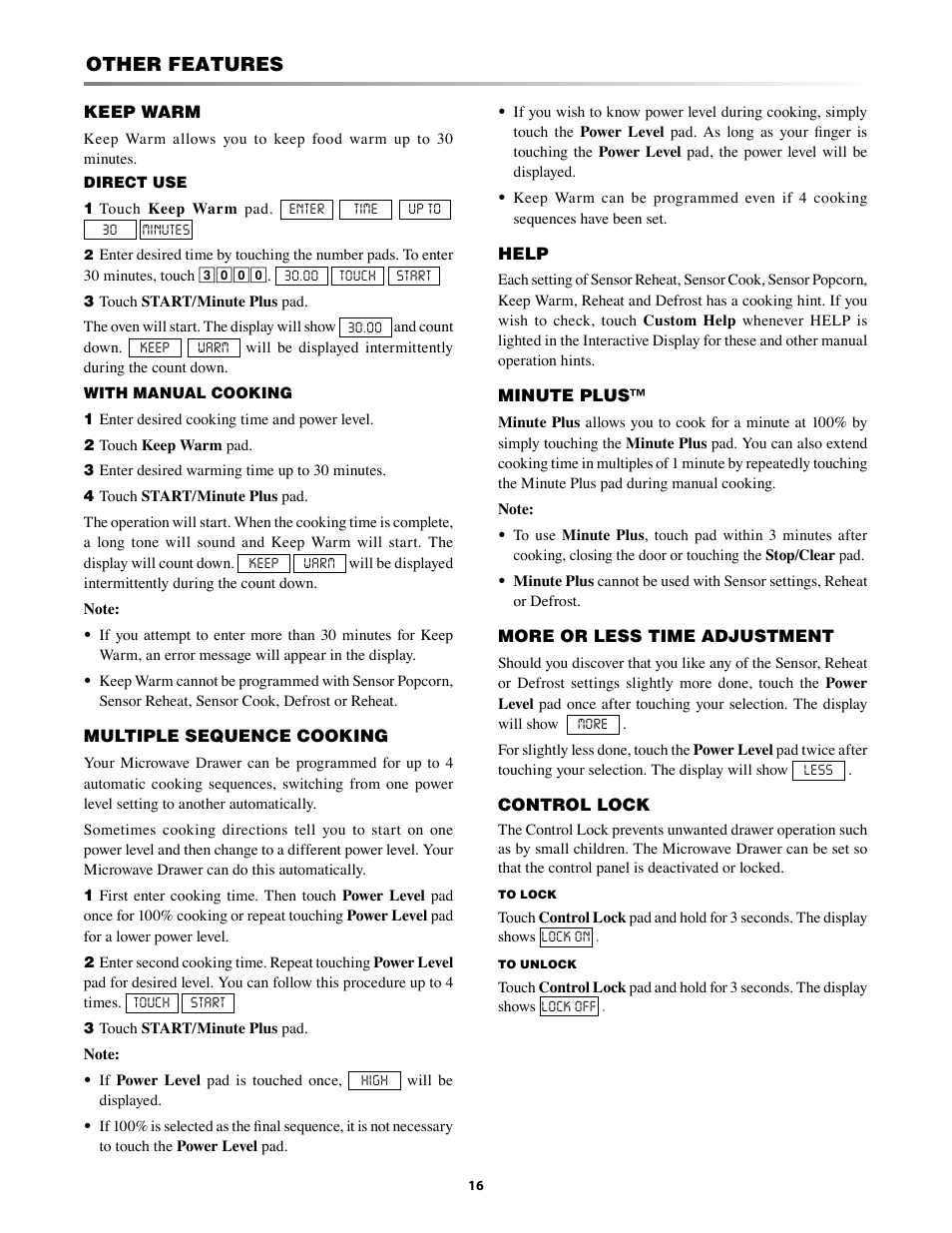 Other features | Sharp KB-6002L User Manual | Page 16 / 24