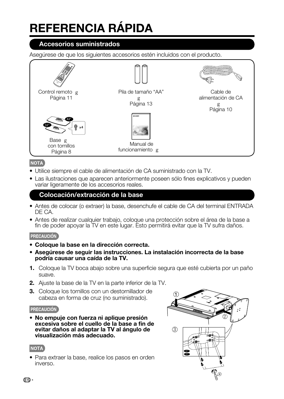 Referencia rápida | Sharp AQUOS LC-32D59U User Manual | Page 110 / 157