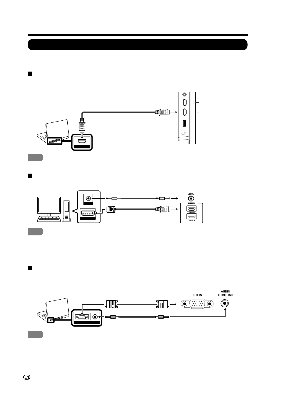 Conexión de una pc, Conexión de los equipos externos | Sharp AQUOS LC-32D59U User Manual | Page 124 / 157