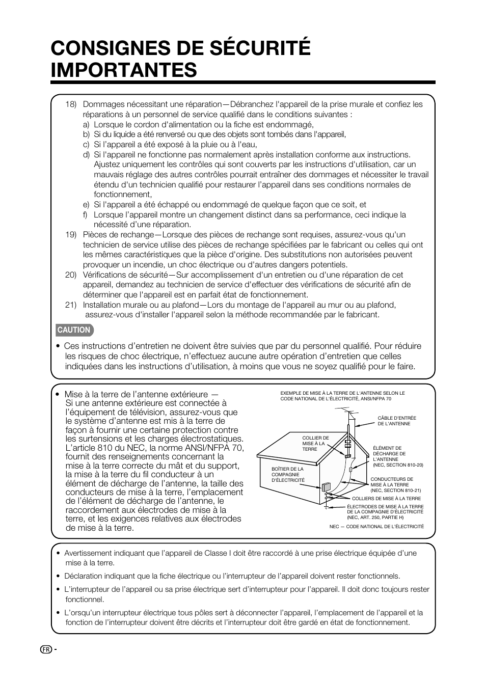 Consignes de sécurité importantes | Sharp AQUOS LC-32D59U User Manual | Page 56 / 157