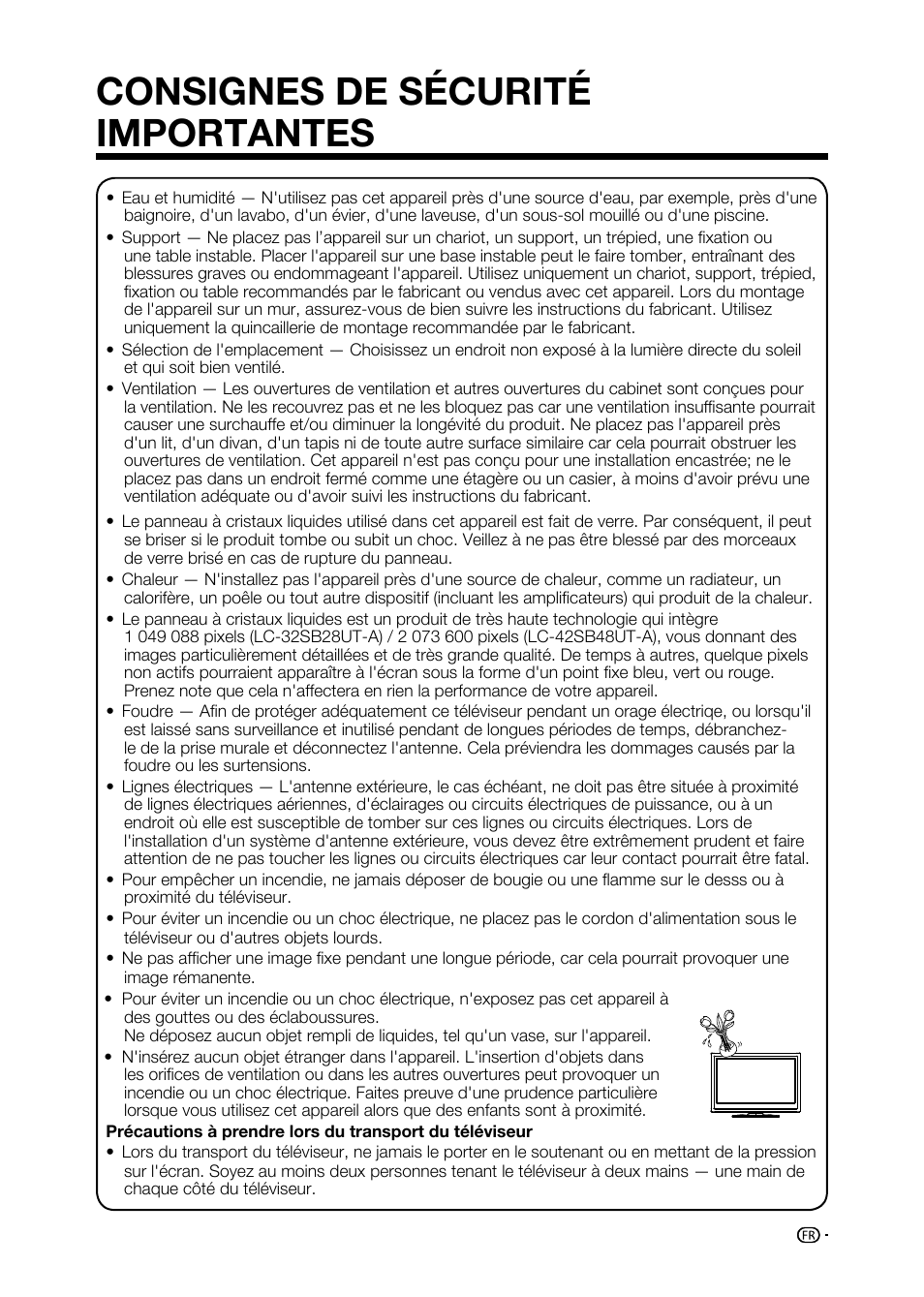 Consignes de sécurité importantes | Sharp AQUOS LC-32D59U User Manual | Page 57 / 157