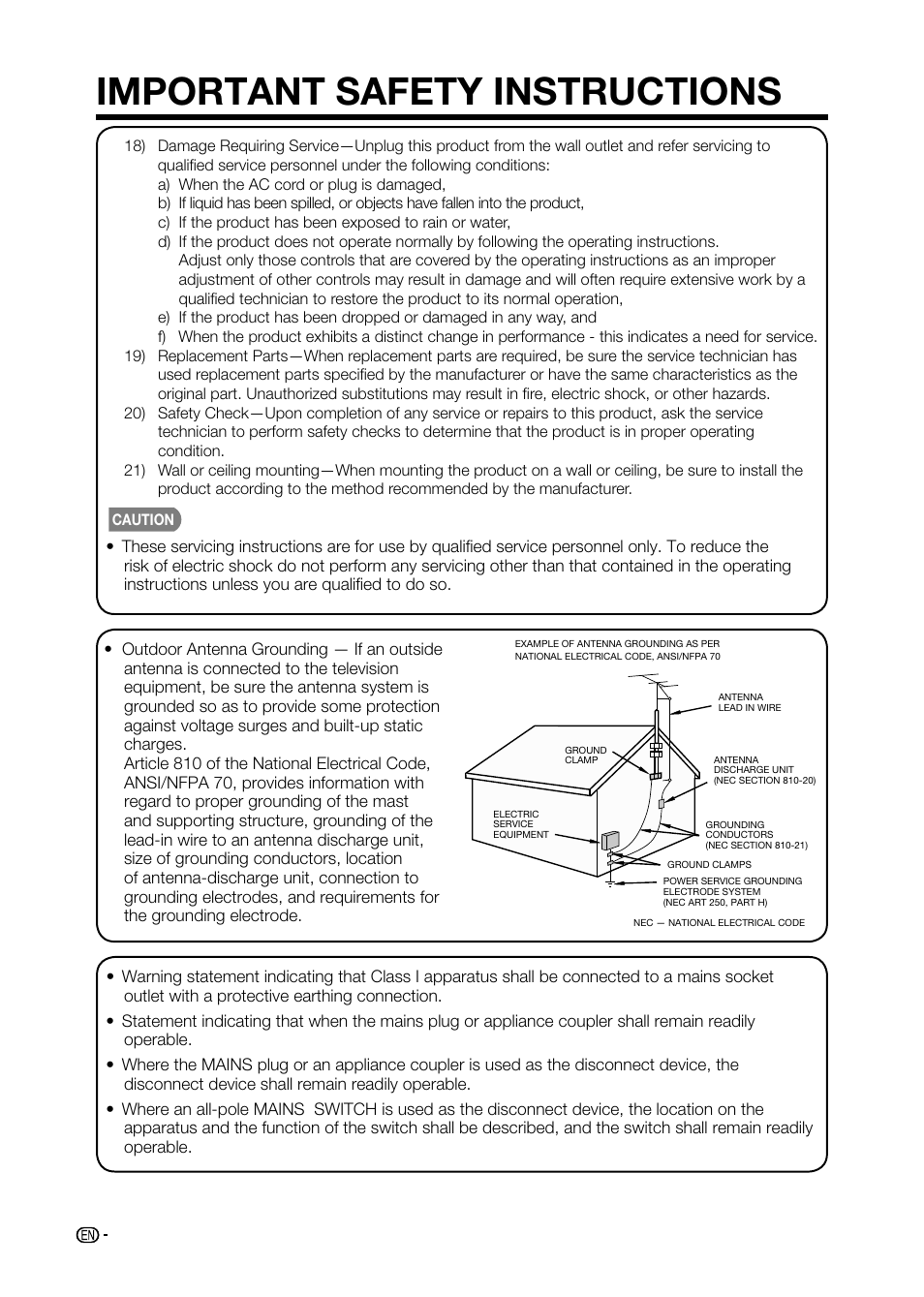 Important safety instructions | Sharp AQUOS LC-32D59U User Manual | Page 6 / 157