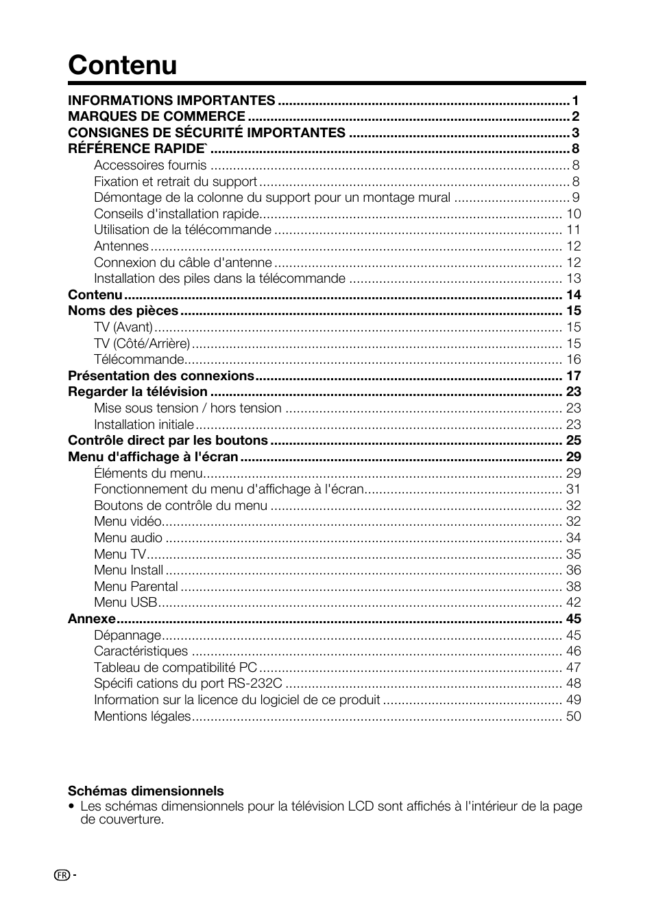 Contenu | Sharp AQUOS LC-32D59U User Manual | Page 66 / 157