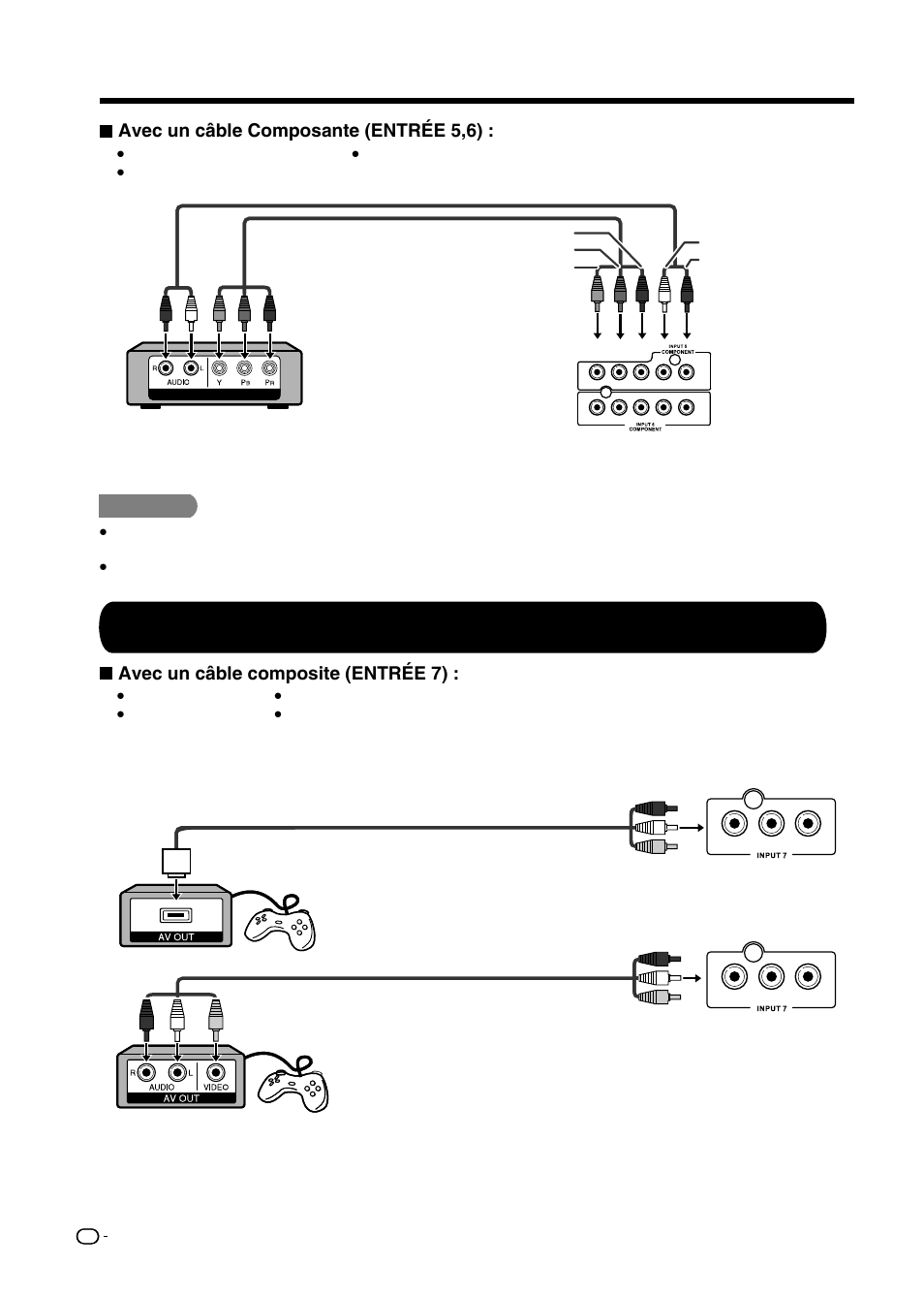 Connexion à un équipement externe, Xgewpe¸dng%qorqucpvg '064' a, Panneau arrière entrées horizontales | Panneau arrière entrées verticales | Sharp AQUOS LC-32D59U User Manual | Page 72 / 157