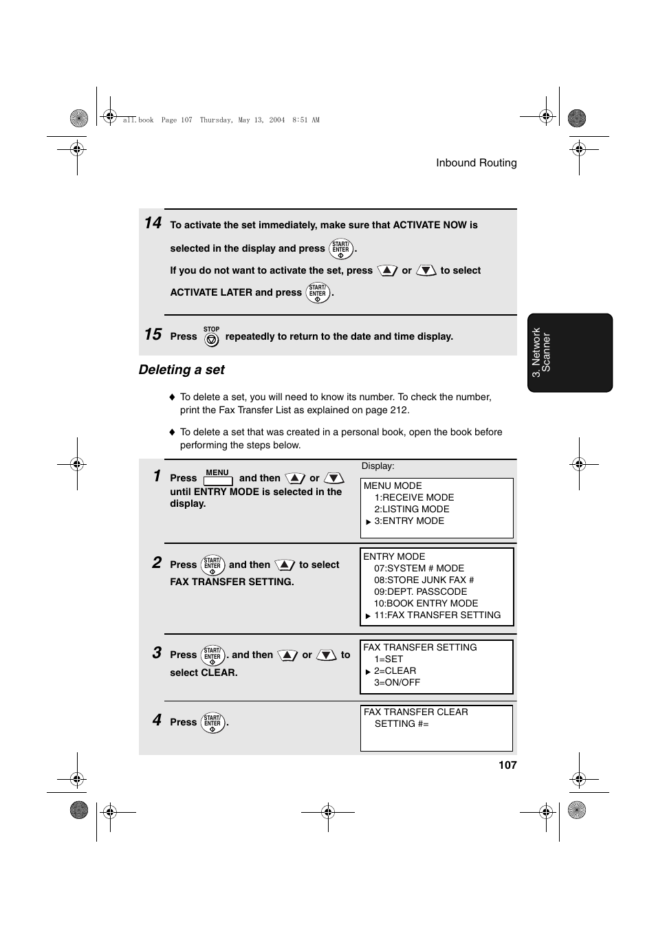 Deleting a set | Sharp FODC525 User Manual | Page 109 / 248