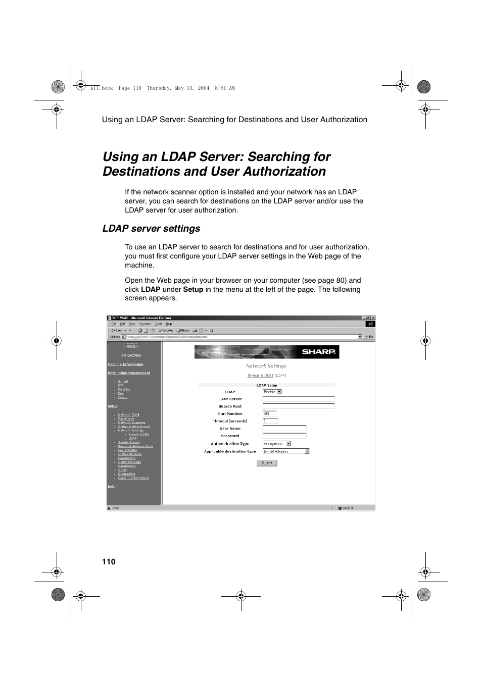 Sharp FODC525 User Manual | Page 112 / 248