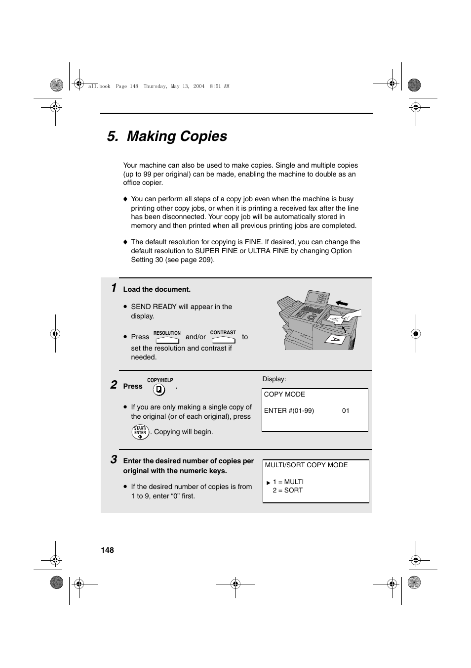 Making copies | Sharp FODC525 User Manual | Page 150 / 248