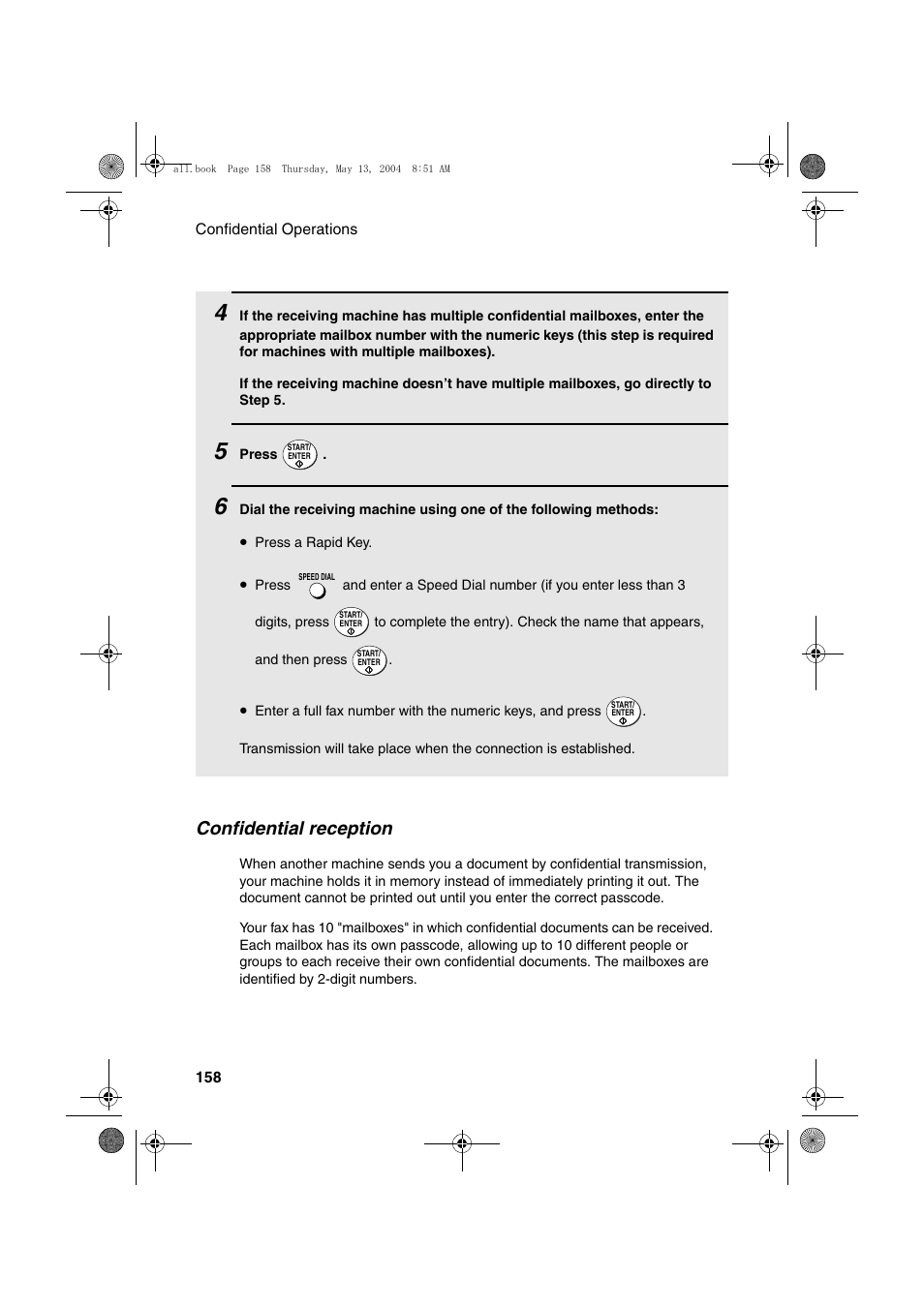 Confidential reception | Sharp FODC525 User Manual | Page 160 / 248