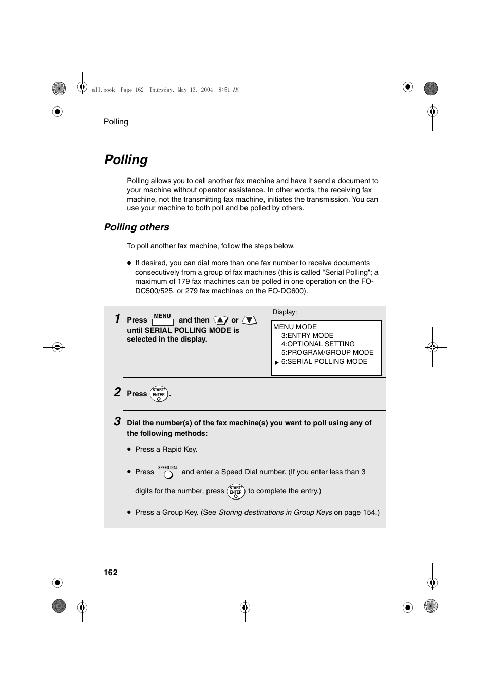 Polling, Polling others | Sharp FODC525 User Manual | Page 164 / 248