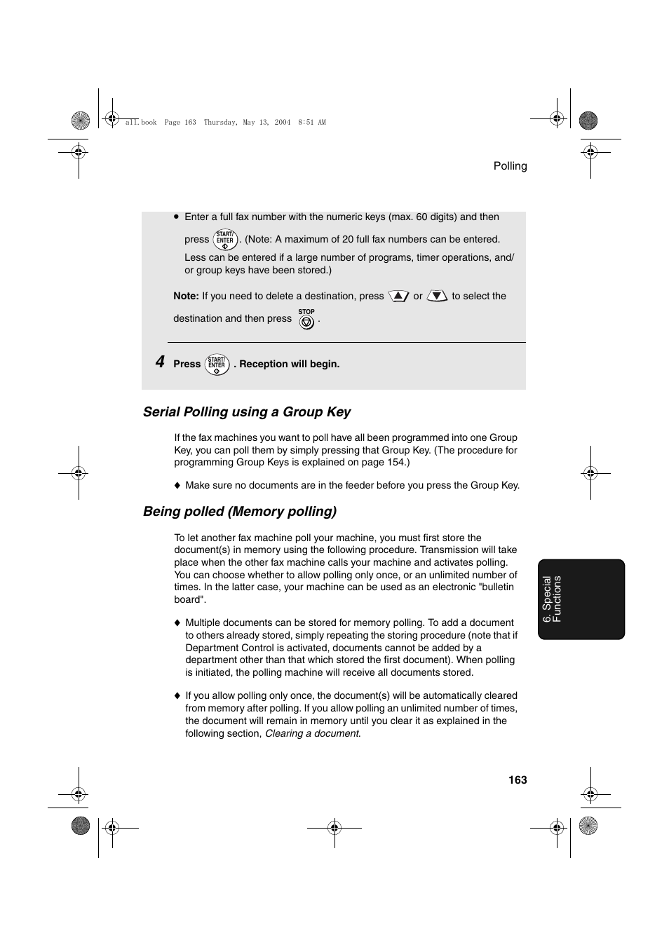 Serial polling using a group key | Sharp FODC525 User Manual | Page 165 / 248