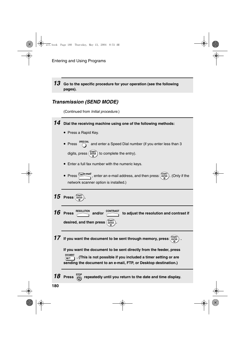 Transmission (send mode) | Sharp FODC525 User Manual | Page 182 / 248