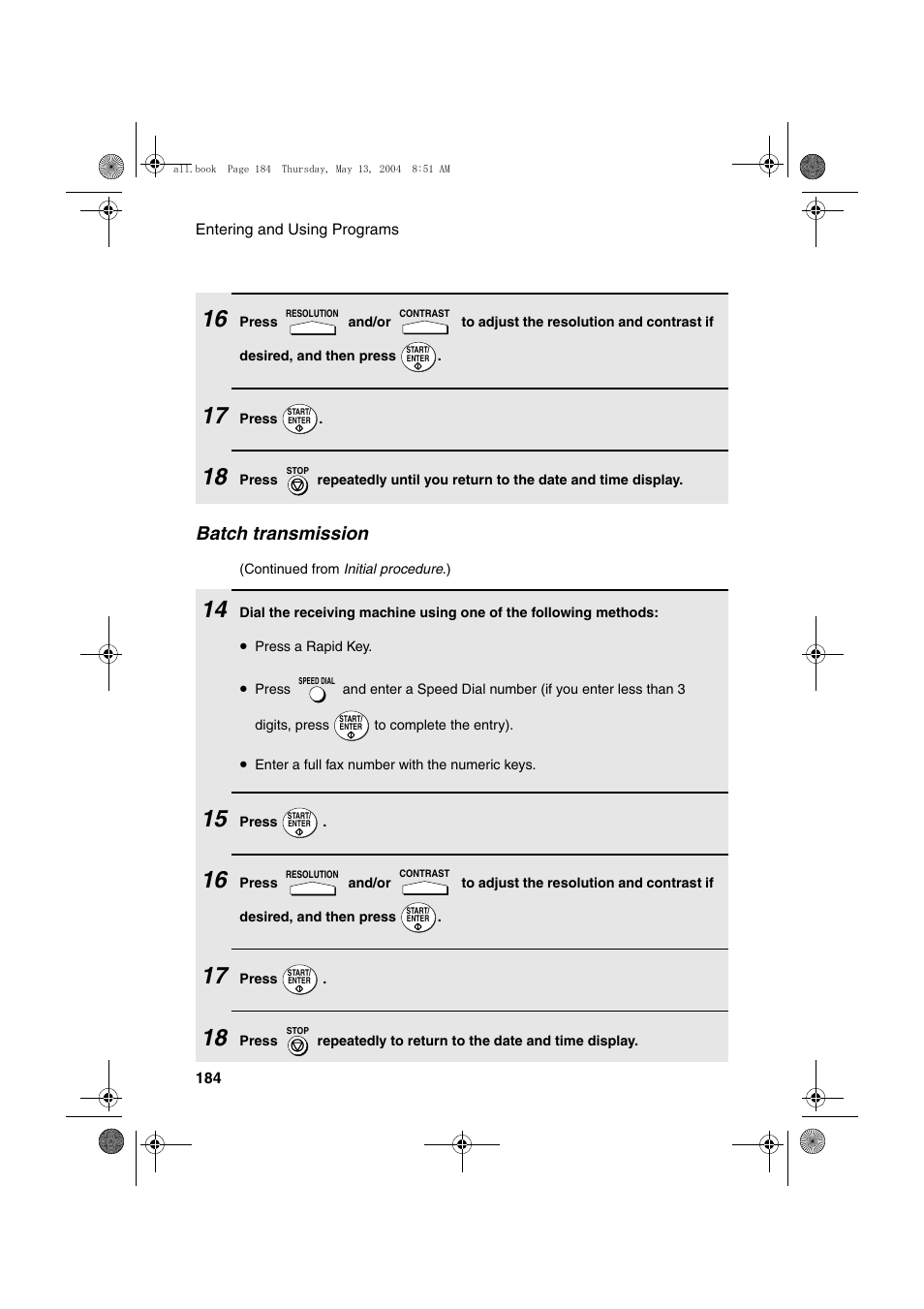 Batch transmission | Sharp FODC525 User Manual | Page 186 / 248