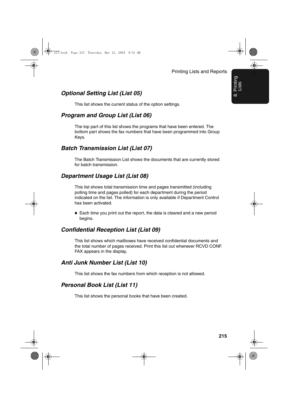 Sharp FODC525 User Manual | Page 217 / 248