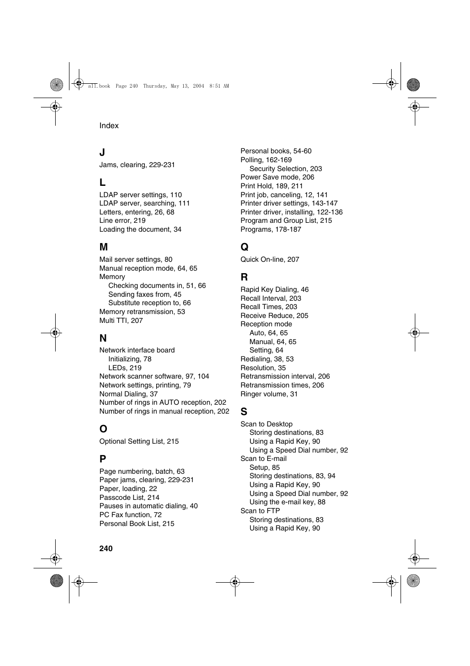 Sharp FODC525 User Manual | Page 242 / 248