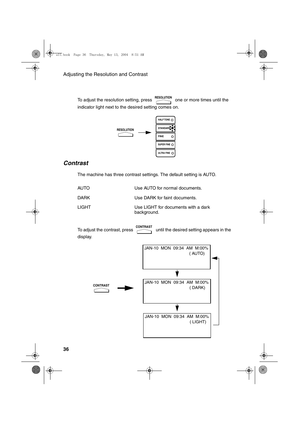 Contrast | Sharp FODC525 User Manual | Page 38 / 248