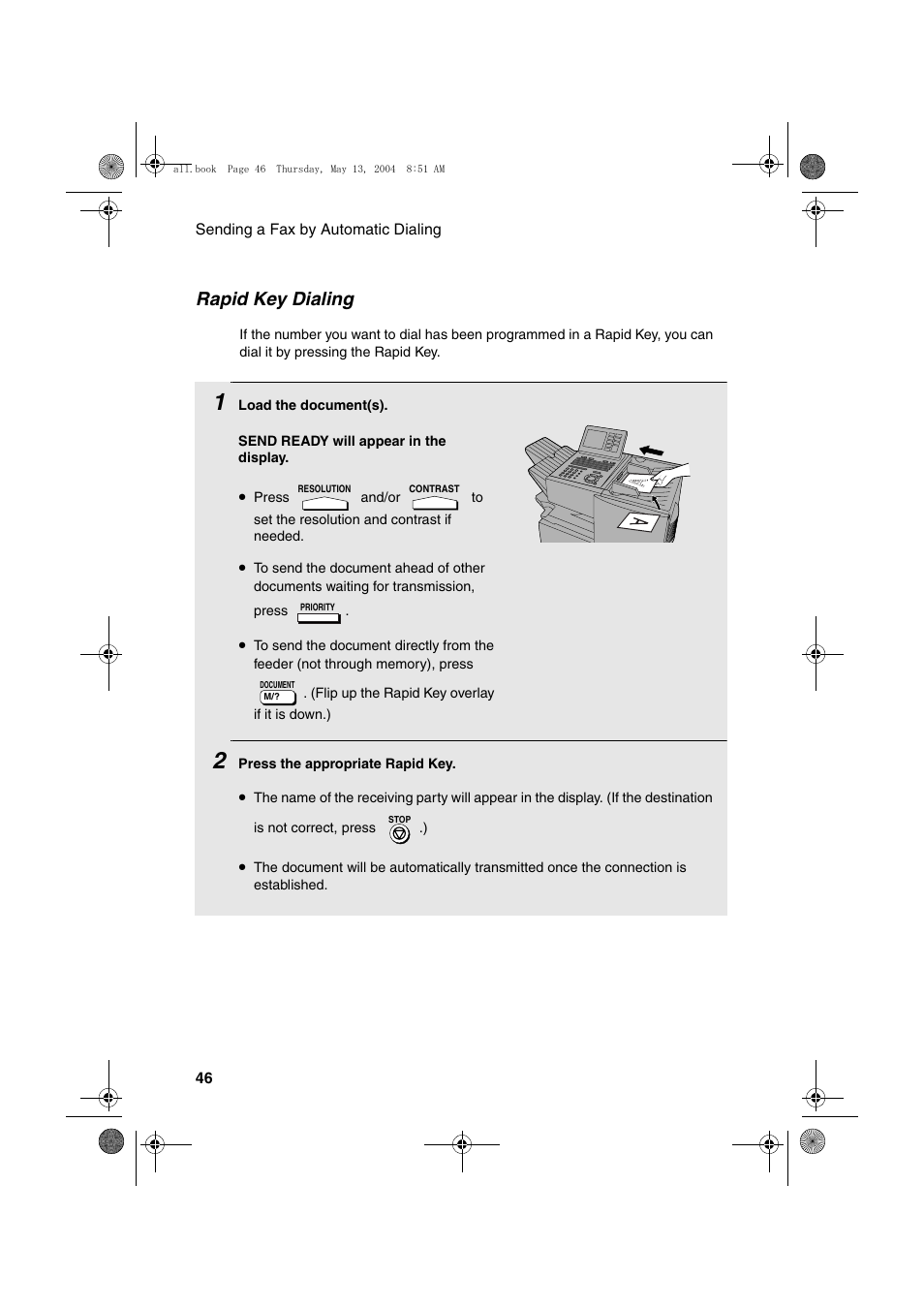 Rapid key dialing | Sharp FODC525 User Manual | Page 48 / 248