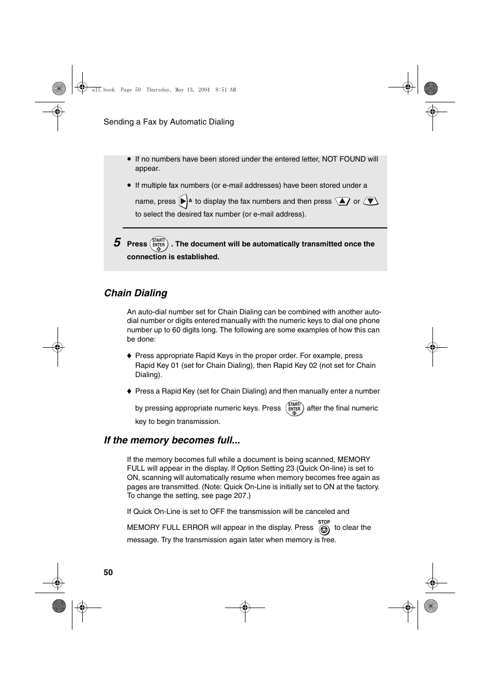 Chain dialing | Sharp FODC525 User Manual | Page 52 / 248