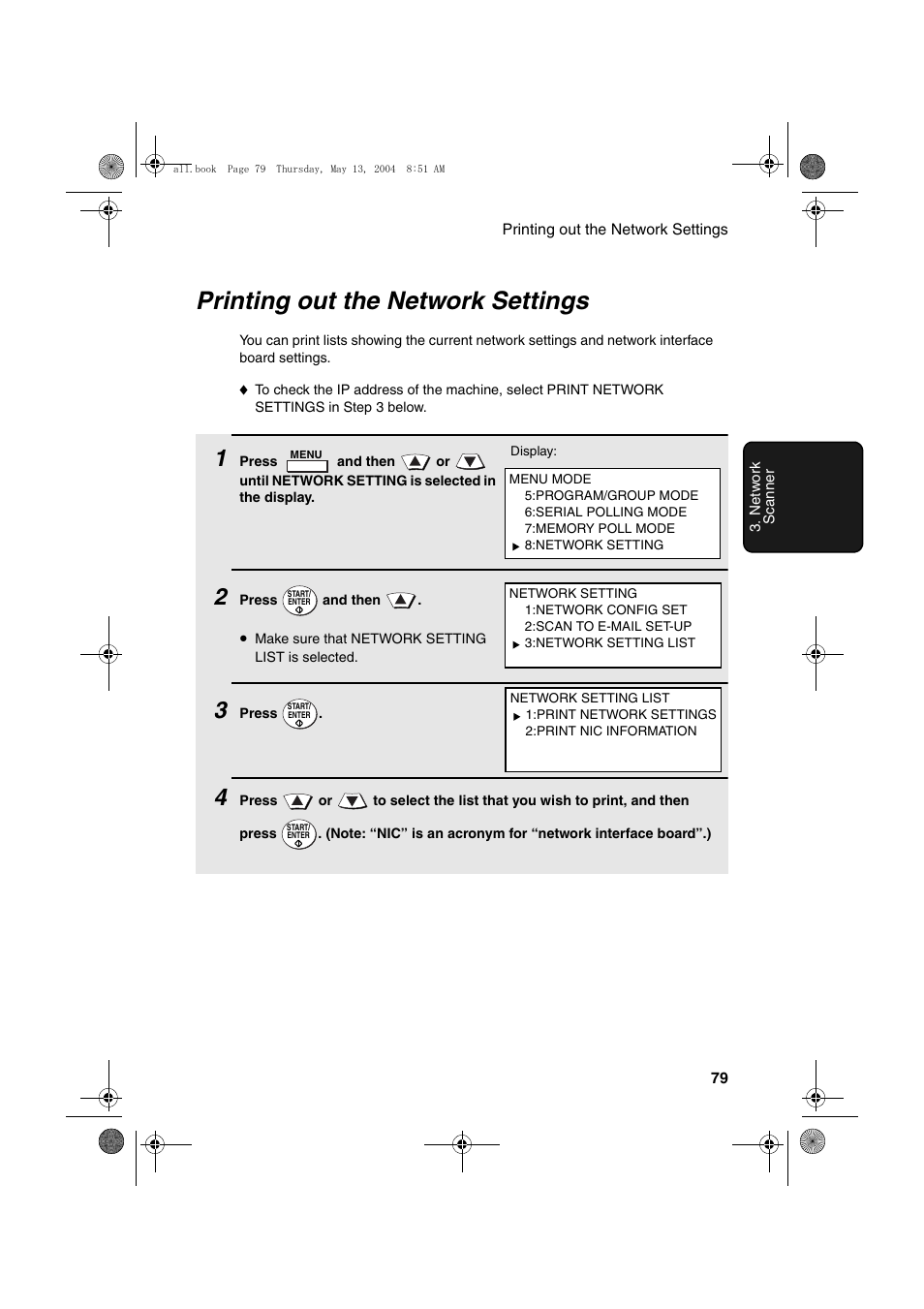 Printing out the network settings | Sharp FODC525 User Manual | Page 81 / 248