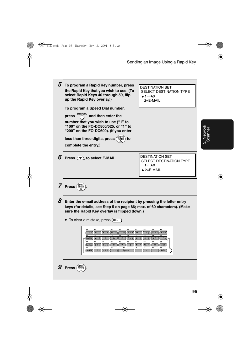 Press to select e-mail, Press | Sharp FODC525 User Manual | Page 97 / 248