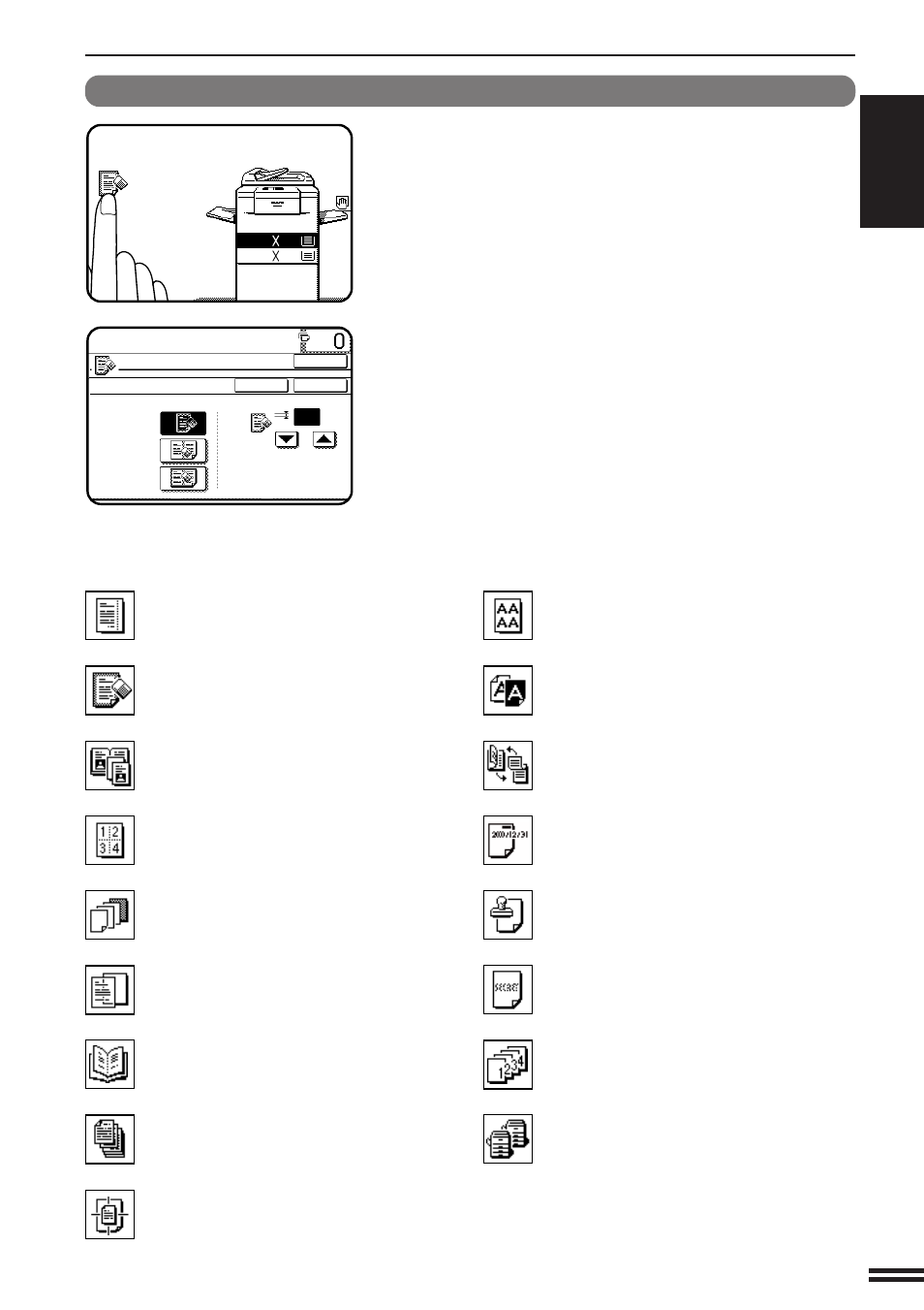 Function setting icons, Using the touch panel | Sharp AR-337 User Manual | Page 13 / 152