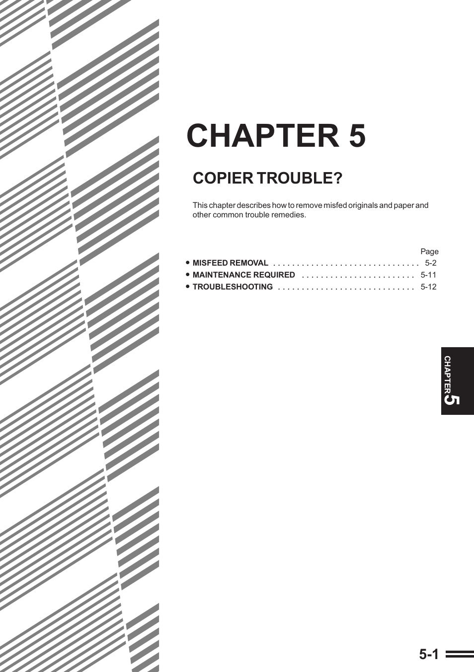 Chapter 5, Copier trouble | Sharp AR-337 User Manual | Page 89 / 152