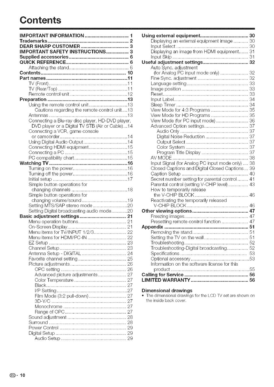 Sharp Aquos LC 42D43U User Manual | Page 11 / 61