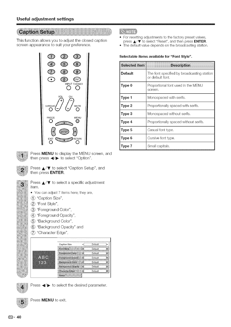 Adjustment settings, Cd ■cd | Sharp Aquos LC 42D43U User Manual | Page 41 / 61