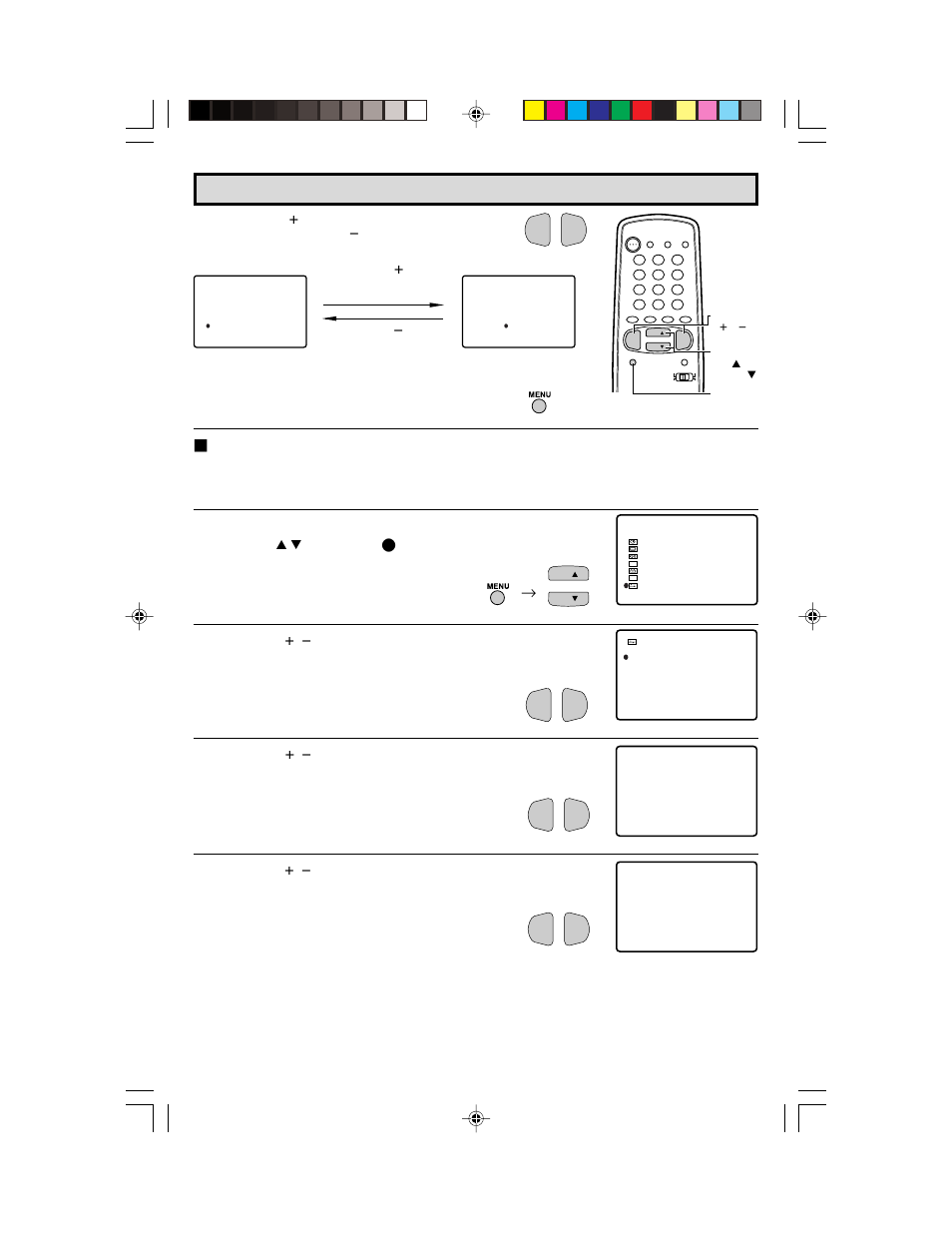Set up (continued), Press menu to exit, Press menu to access the main menu screen | Press ch a / s to move the “ e ” mark to “set up, Press vol k / l to access the set up screen, Press vol k / l to select “on | Sharp 36C530 User Manual | Page 30 / 60
