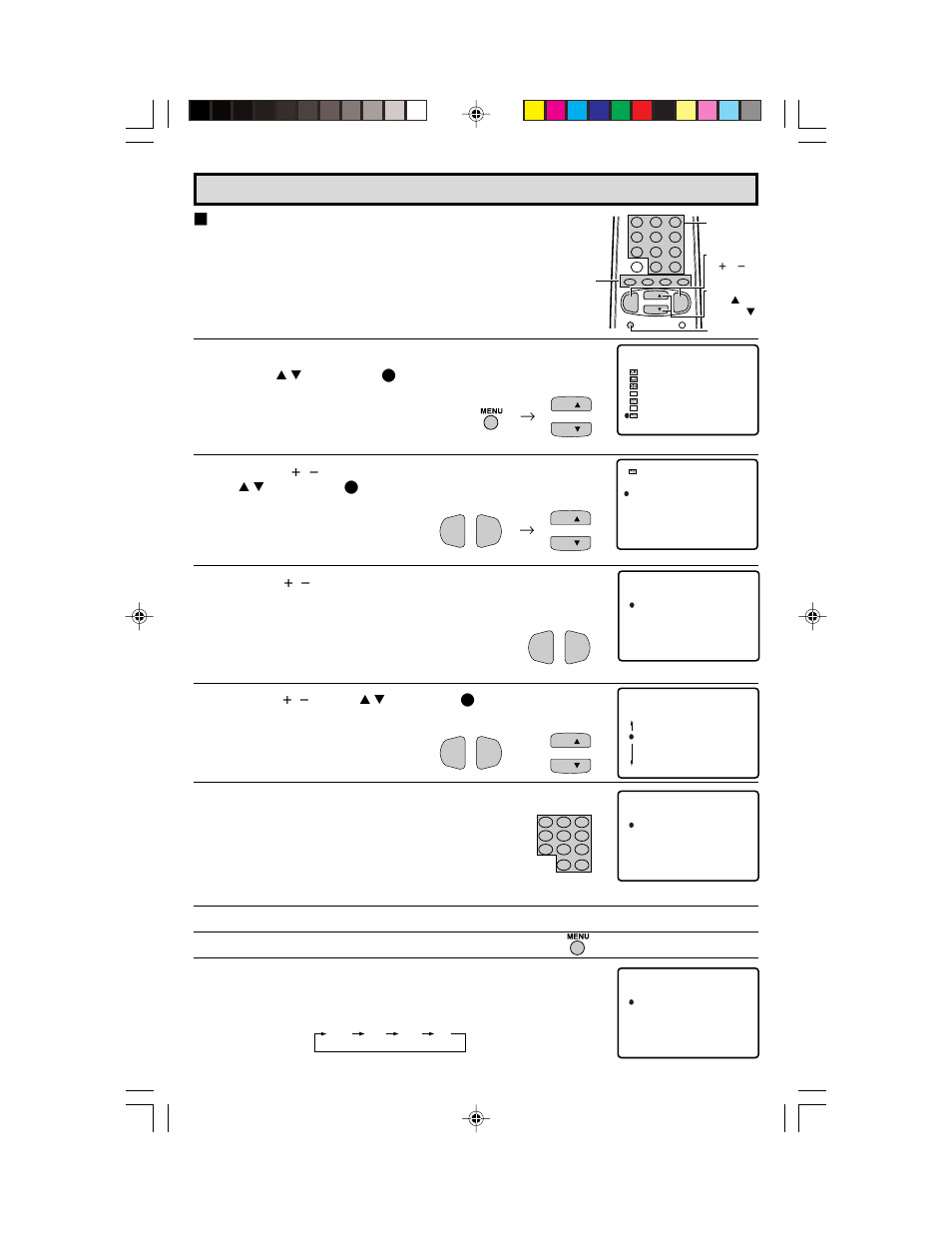 Set up (continued), Press menu to access the main menu screen, Press ch a / s to move the “ e ” mark to “set up | Press menu to exit | Sharp 36C530 User Manual | Page 32 / 60