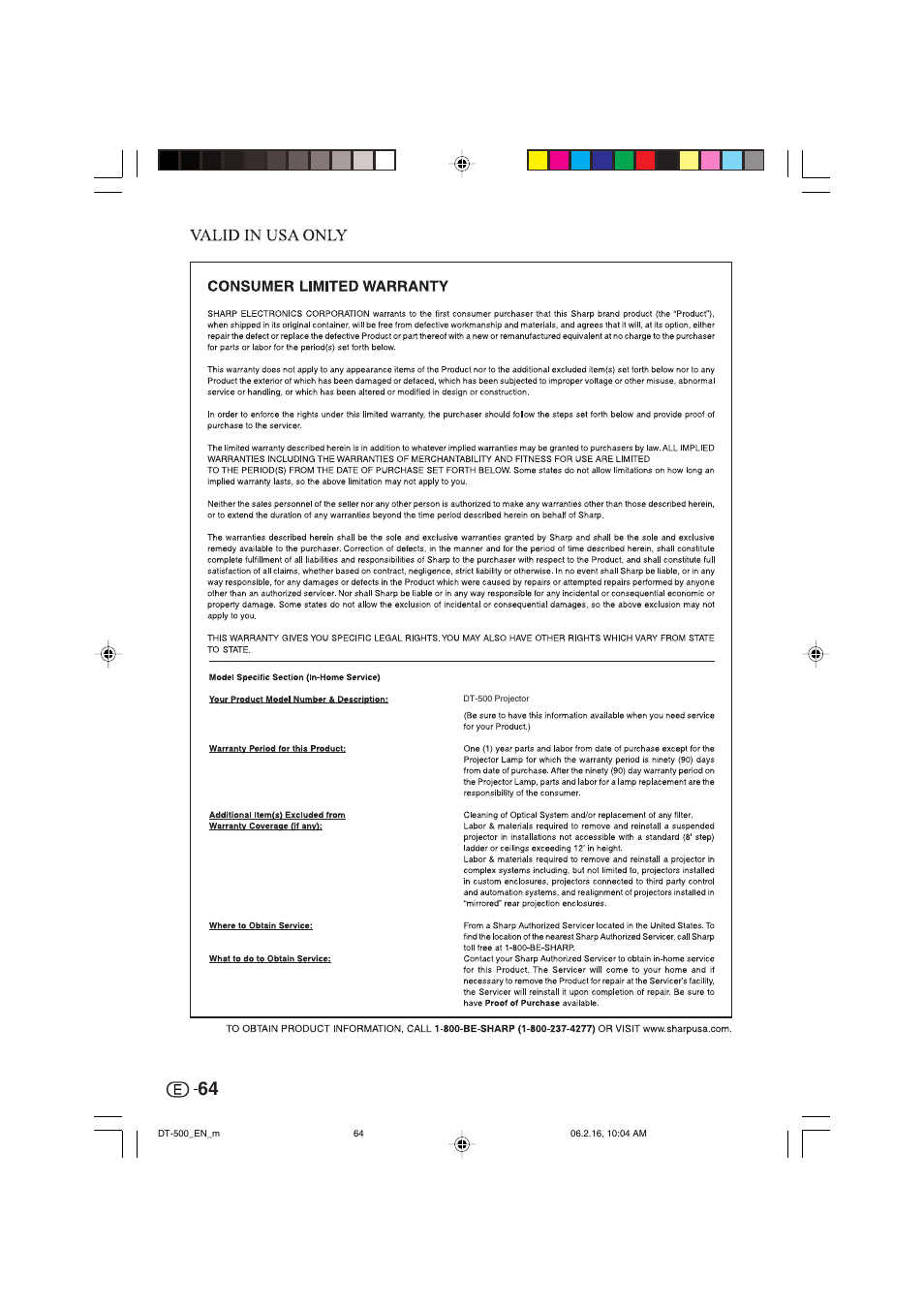 Sharp DT-500 User Manual | Page 65 / 66