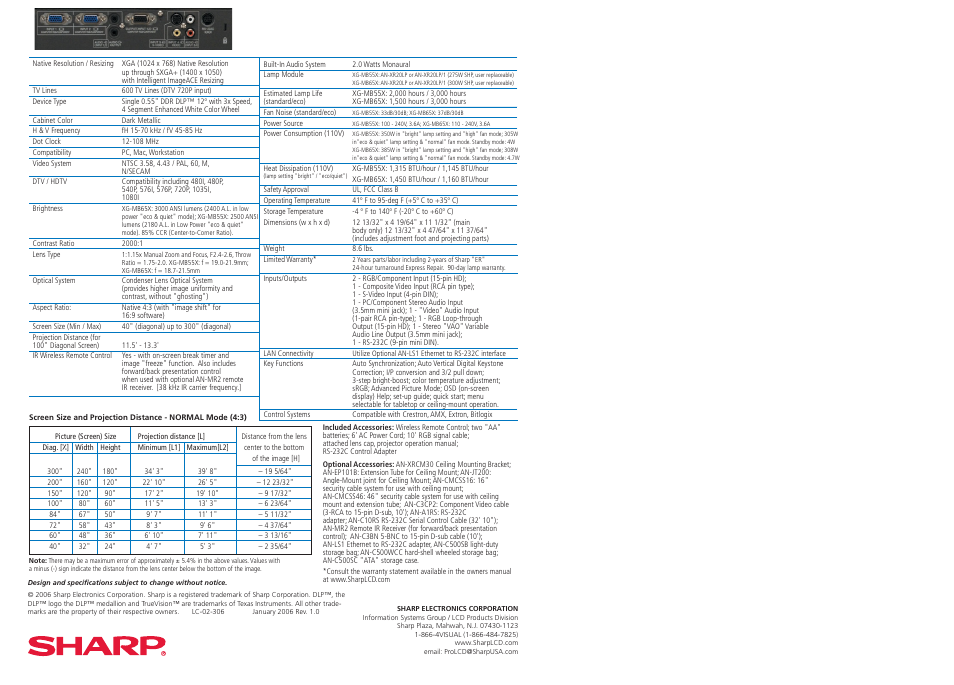 Xg-mb65x / xg-mb55x, Conference / classroom multimedia projectors | Sharp XGA Conference / Classroom Multimedia Projectors XG-MB65X User Manual | Page 2 / 2