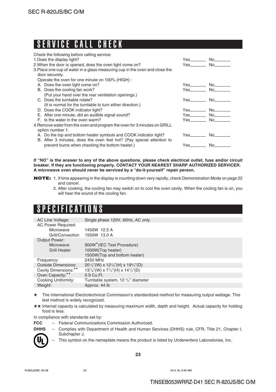 Sharp R-820BC User Manual | Page 26 / 47