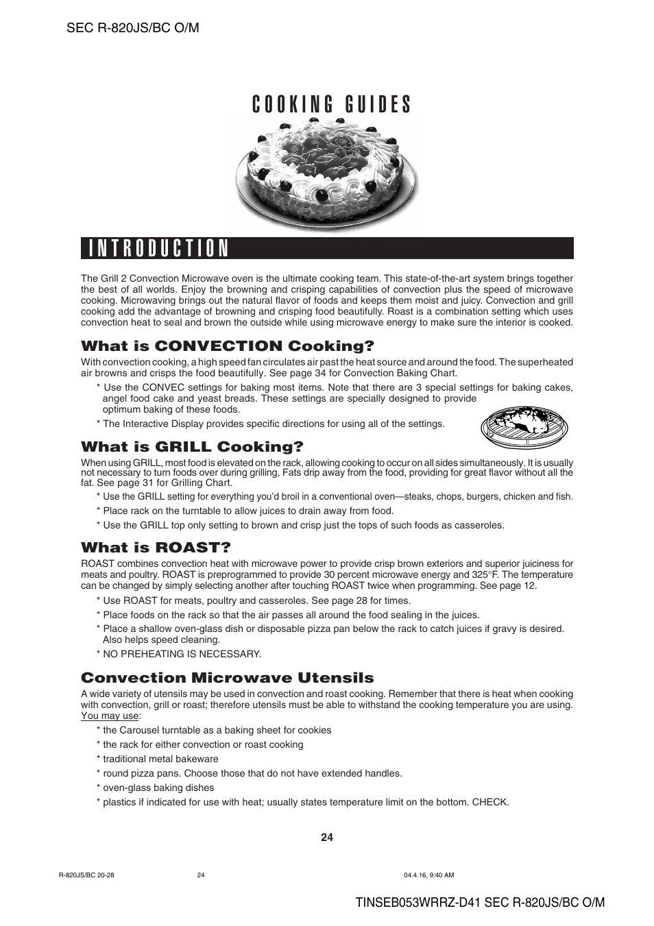 What is convection cooking, What is grill cooking, What is roast | Convection microwave utensils | Sharp R-820BC User Manual | Page 27 / 47