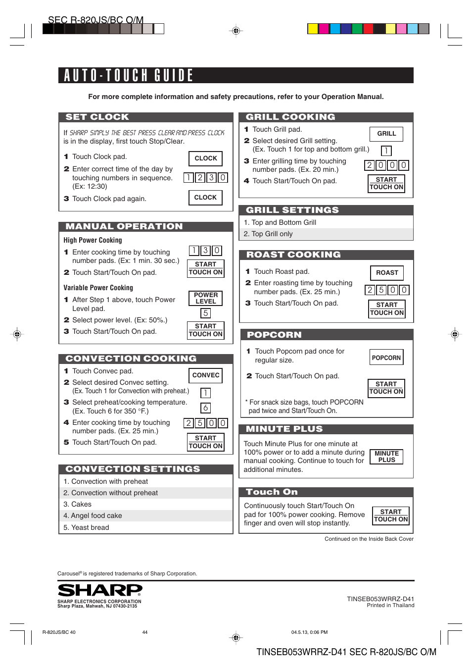 Sharp R-820BC User Manual | Page 47 / 47