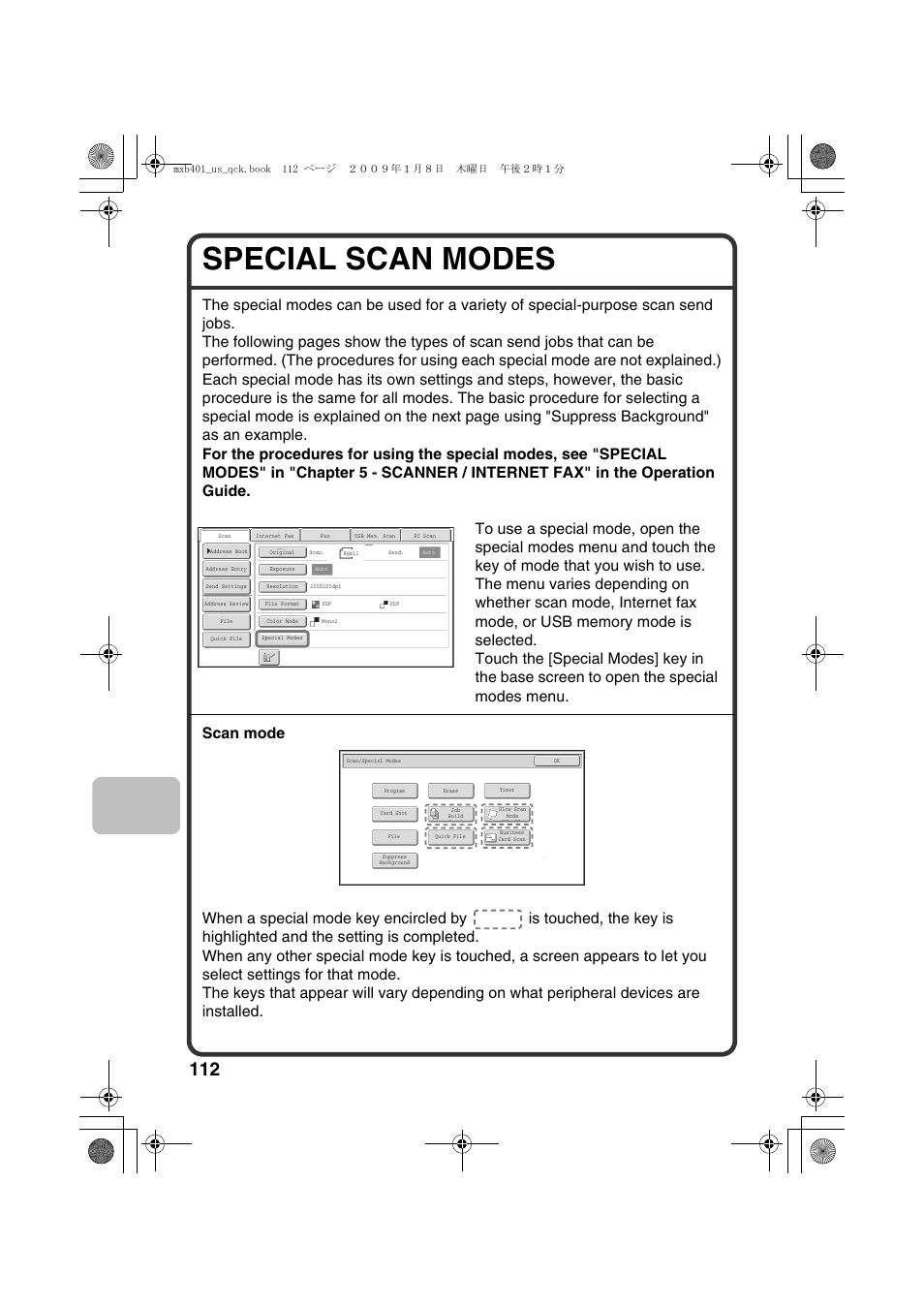 Special scan modes | Sharp TINSE4377FCZZ User Manual | Page 114 / 144