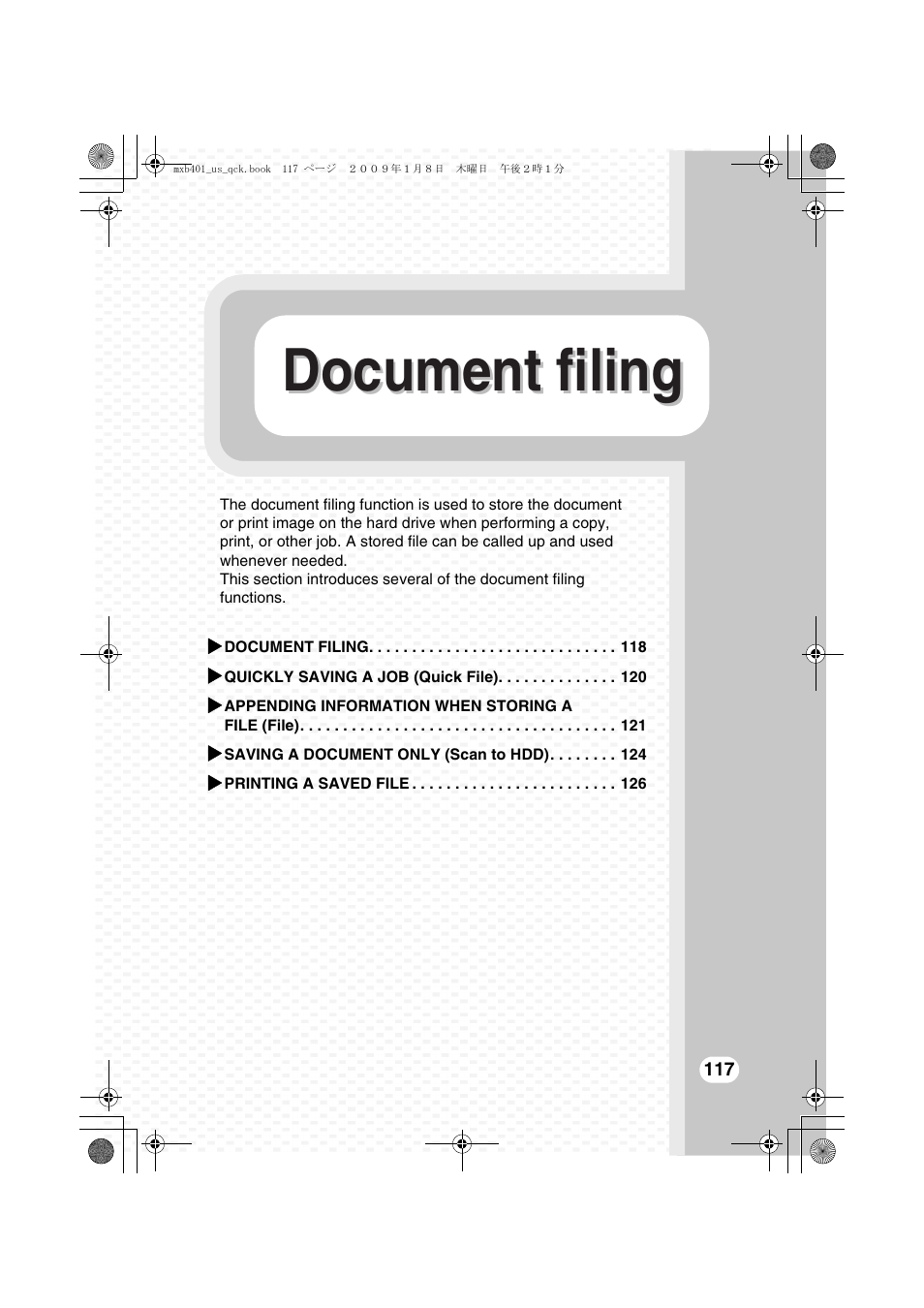 Document filing | Sharp TINSE4377FCZZ User Manual | Page 119 / 144