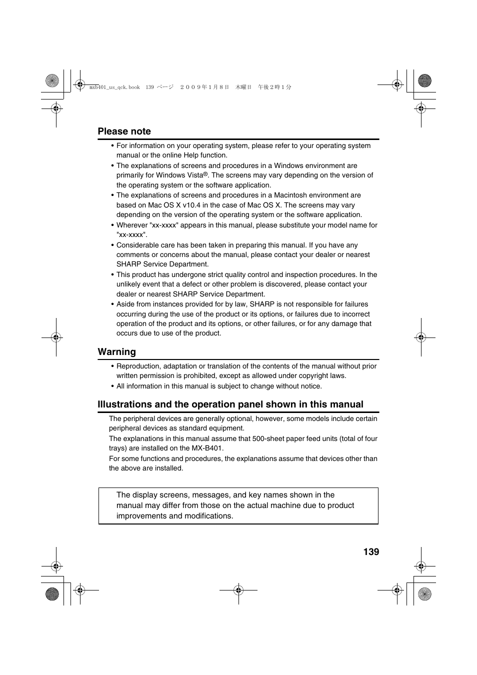 Warning | Sharp TINSE4377FCZZ User Manual | Page 141 / 144