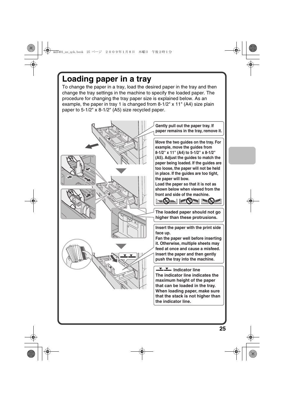 Loading paper in a tray | Sharp TINSE4377FCZZ User Manual | Page 27 / 144