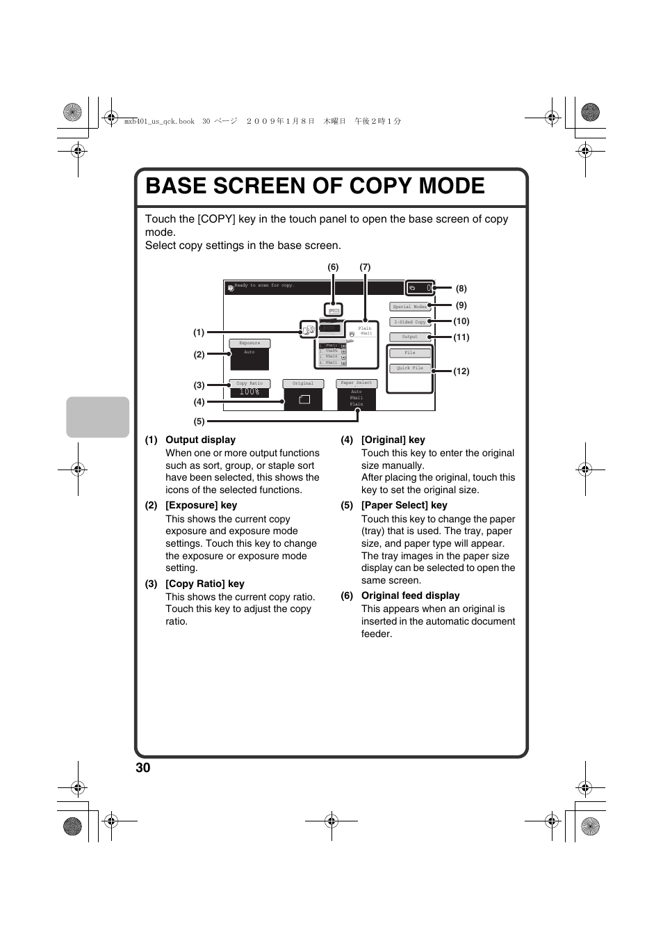 Base screen of copy mode | Sharp TINSE4377FCZZ User Manual | Page 32 / 144