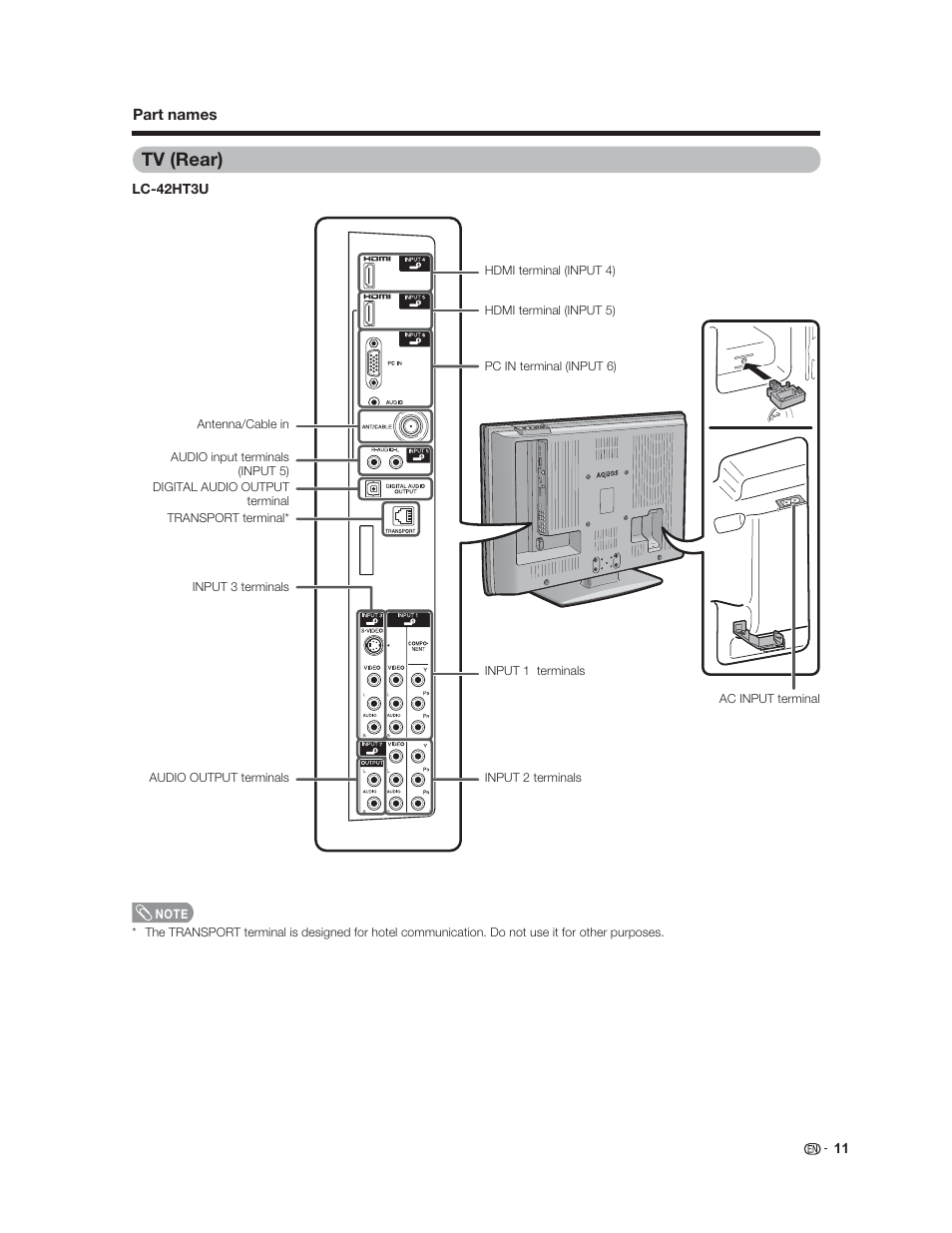 Tv (rear) | Sharp Aquos LC 37HT3U User Manual | Page 13 / 29