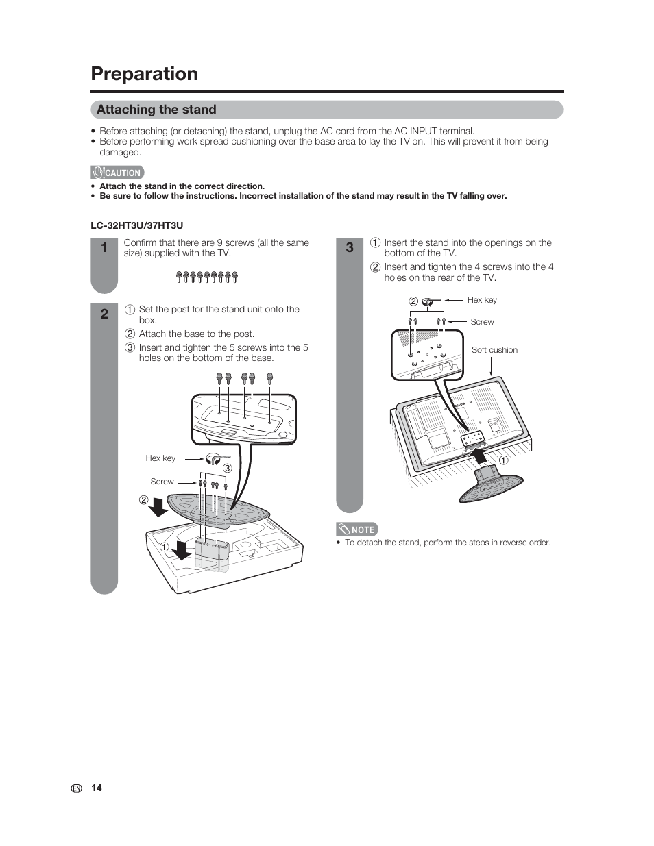 Preparation | Sharp Aquos LC 37HT3U User Manual | Page 16 / 29