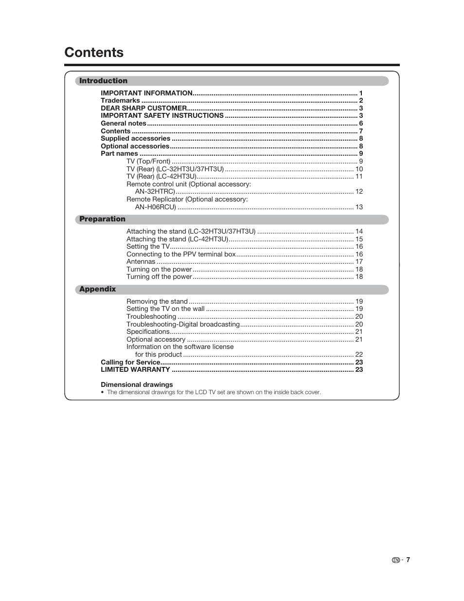 Sharp Aquos LC 37HT3U User Manual | Page 9 / 29
