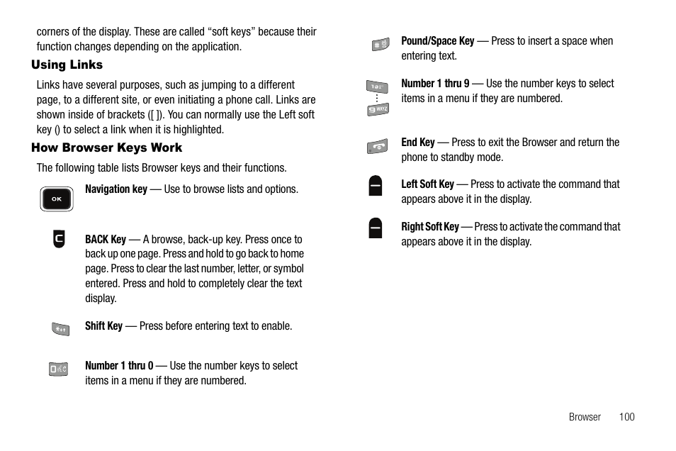 Using links, How browser keys work, Using links how browser keys work | Sharp R520_CJ16_MM_111009_F4 User Manual | Page 103 / 169