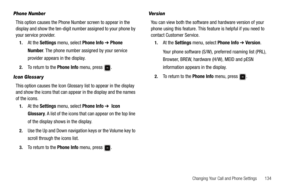 Phone number, Icon glossary, Version | Sharp R520_CJ16_MM_111009_F4 User Manual | Page 137 / 169