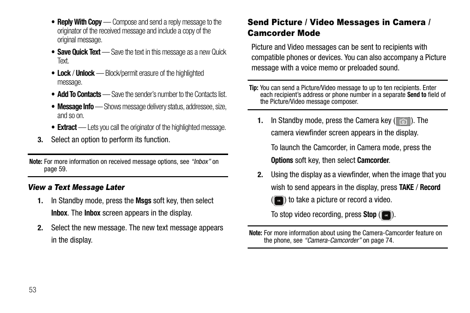 View a text message later | Sharp R520_CJ16_MM_111009_F4 User Manual | Page 56 / 169