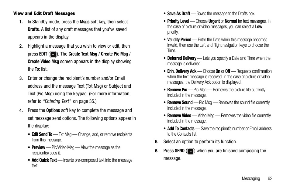 View and edit draft messages | Sharp R520_CJ16_MM_111009_F4 User Manual | Page 65 / 169