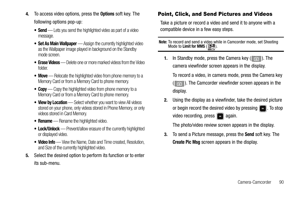 Point, click, and send pictures and videos | Sharp R520_CJ16_MM_111009_F4 User Manual | Page 93 / 169