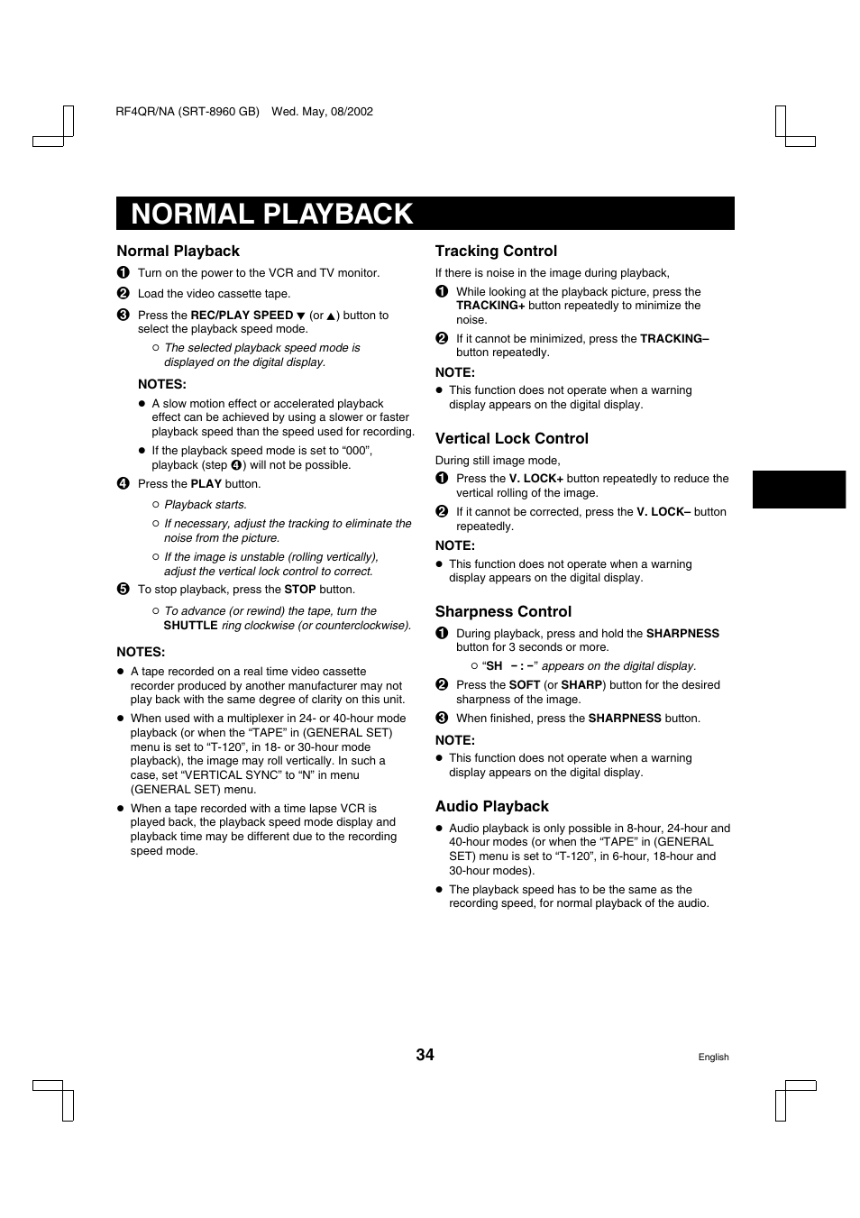 Normal playback | Sharp SRT-8040 User Manual | Page 35 / 56