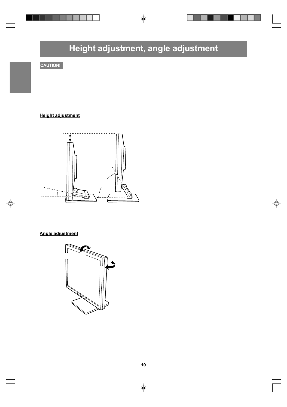 Height adjustment, angle adjustment | Sharp LL-T17A4 User Manual | Page 10 / 132