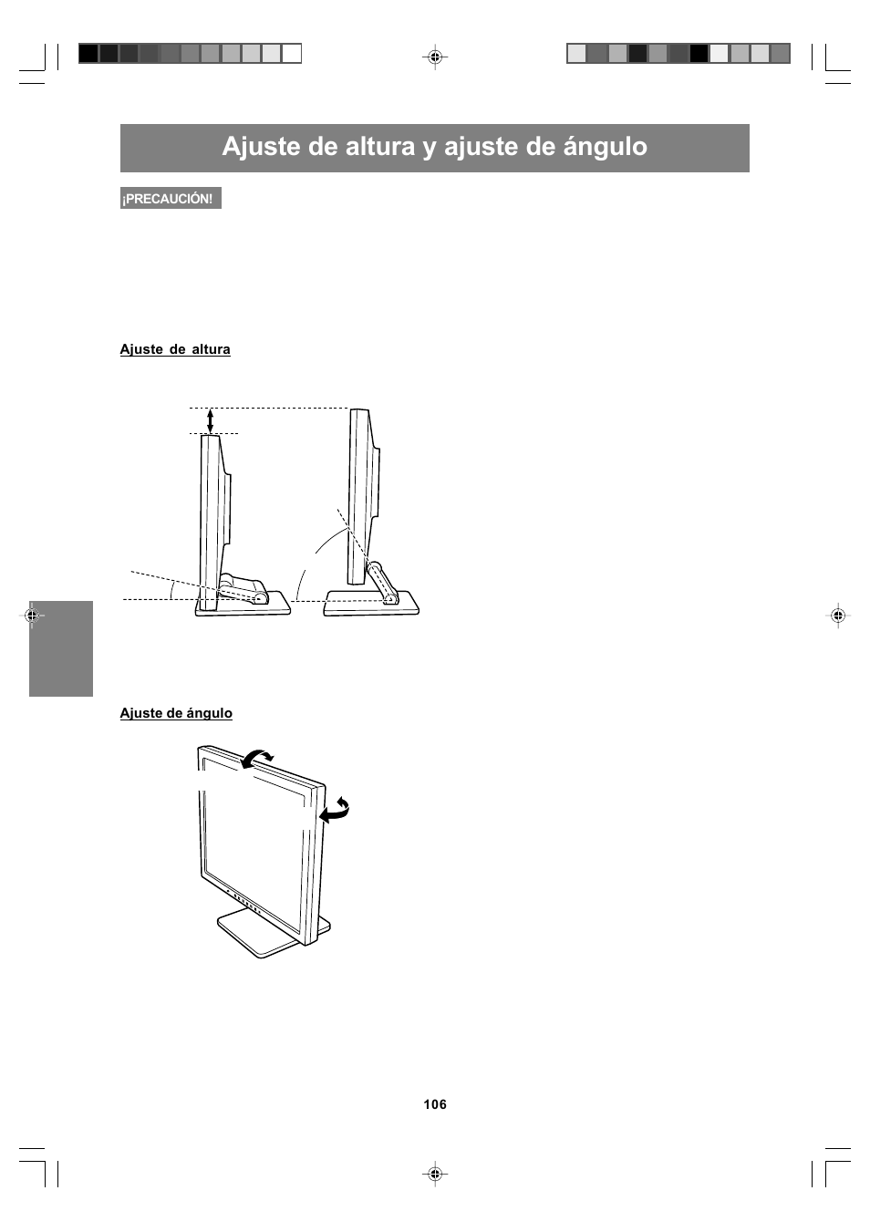 Ajuste de altura y ajuste de ángulo | Sharp LL-T17A4 User Manual | Page 106 / 132